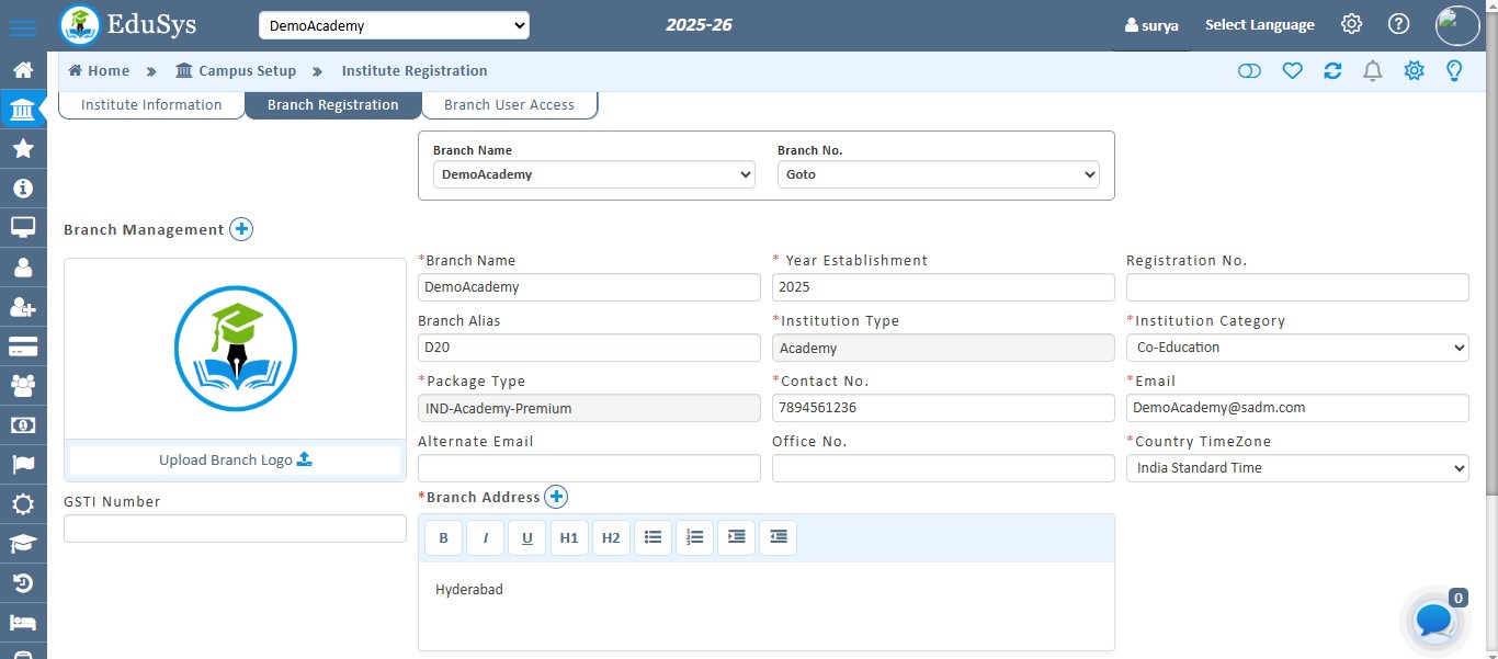 Coaching Institute Branch Management