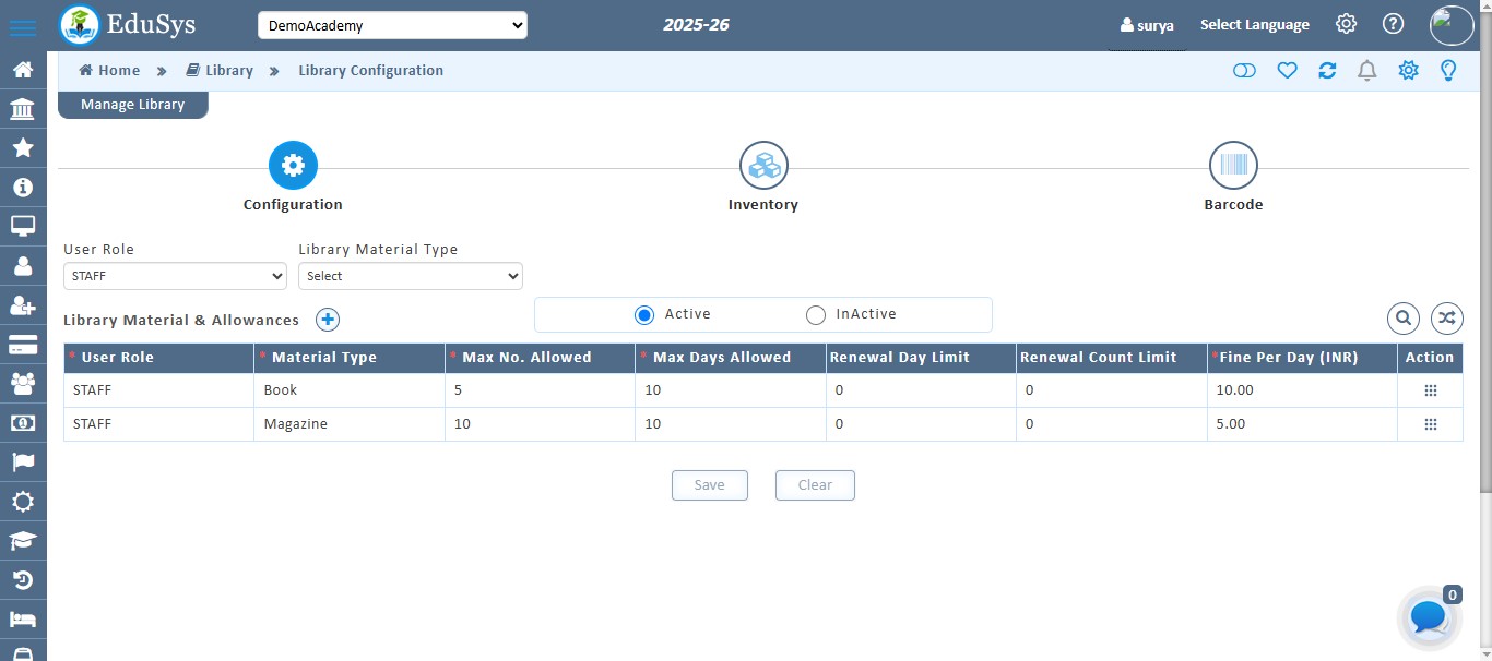 Coaching Institute Library Management
