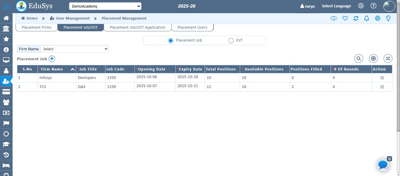 Coaching Institute Placement Management