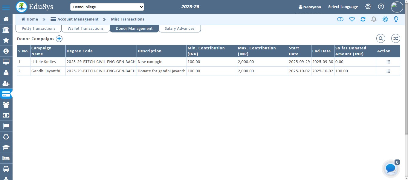 College Donation Management