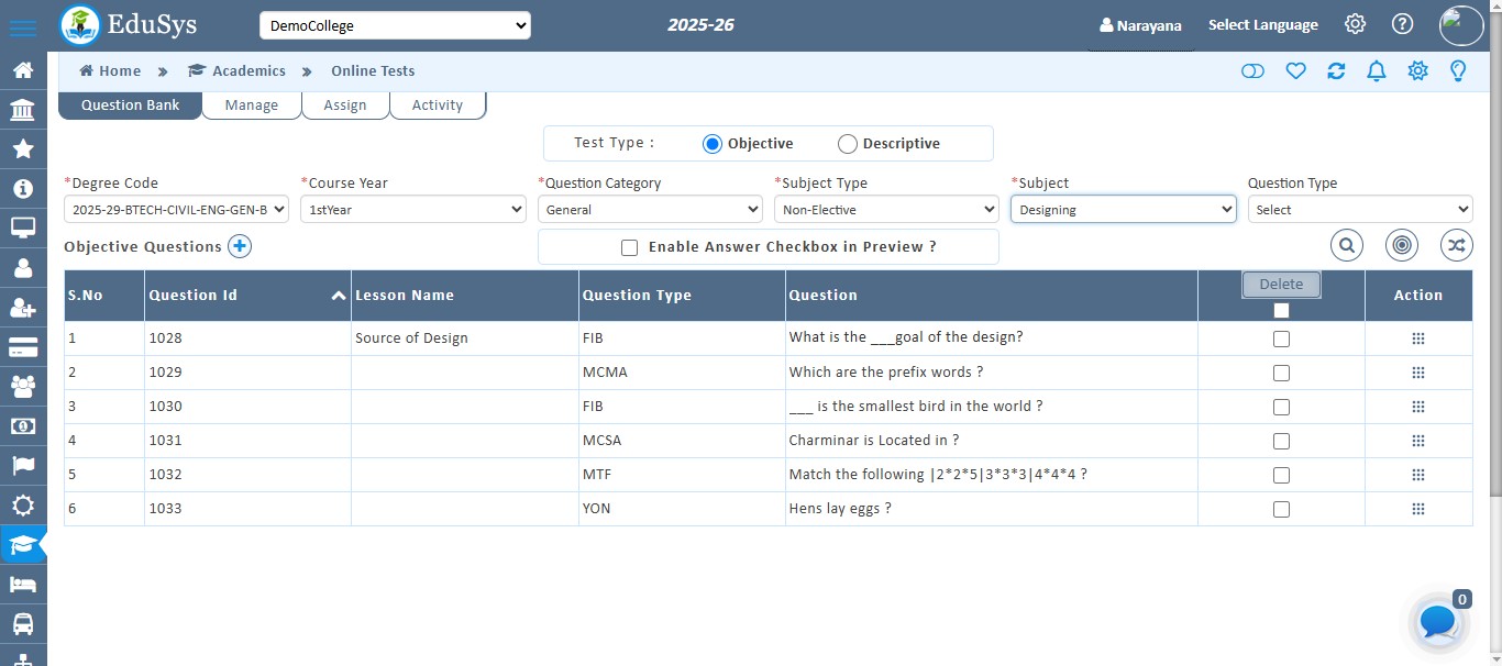 College Online Exam Management