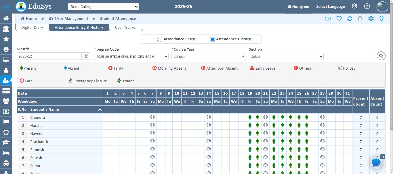 College Biometric Fingerprint Attendance