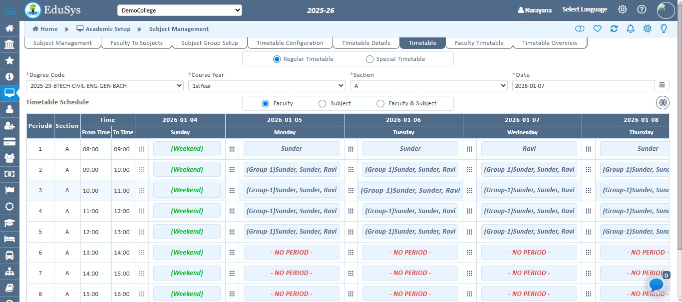 College Timetable Management