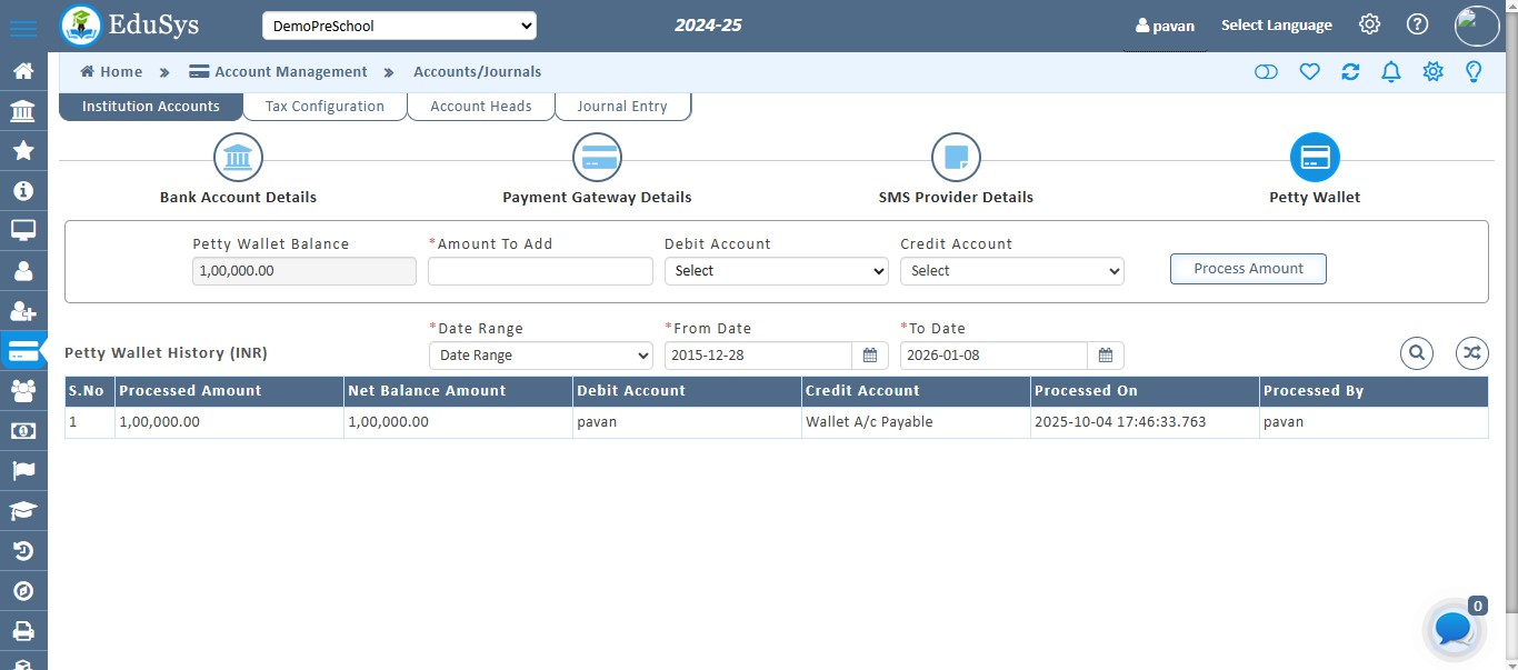 Pre-School Accounts Management