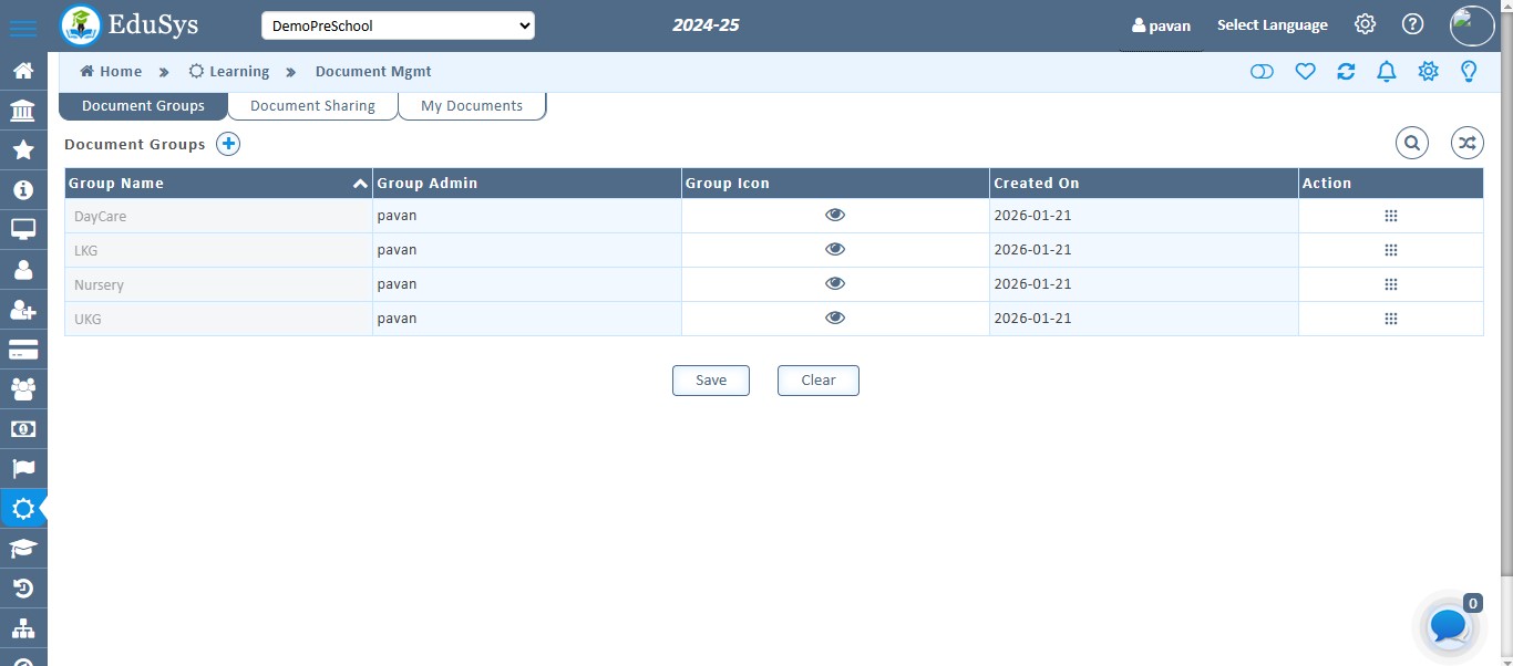 Pre-School Document Management