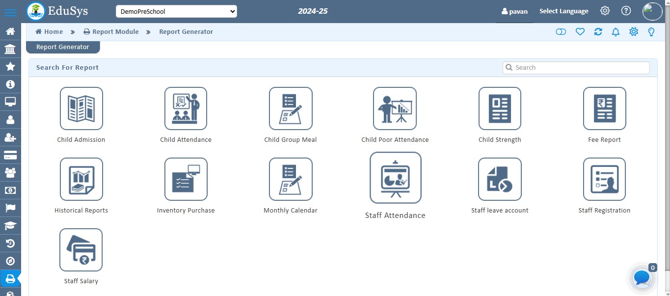 Pre-School Report Management